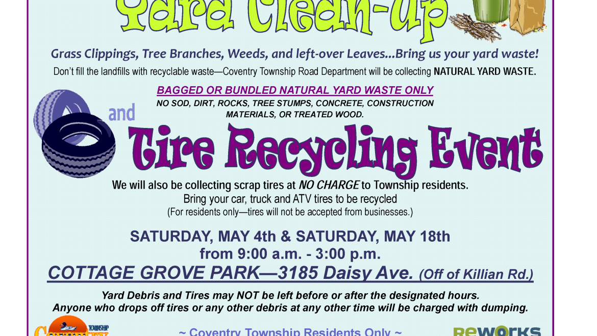SPRING YARD WASTE & TIRE RECYCLING EVENTS SCHEDULED